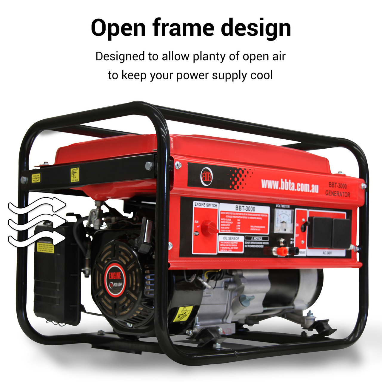 BBT 3000W Petrol 4 Stroke 6.5hp Portable Generator Bigger Boyz Toyz