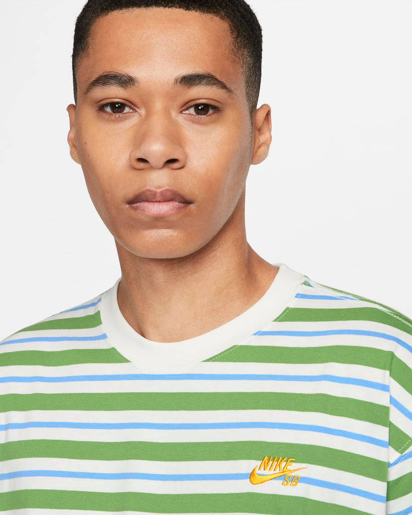 Nike SB Striped Skate T-Shirt (Sail/University Blue/Chlorophyll)