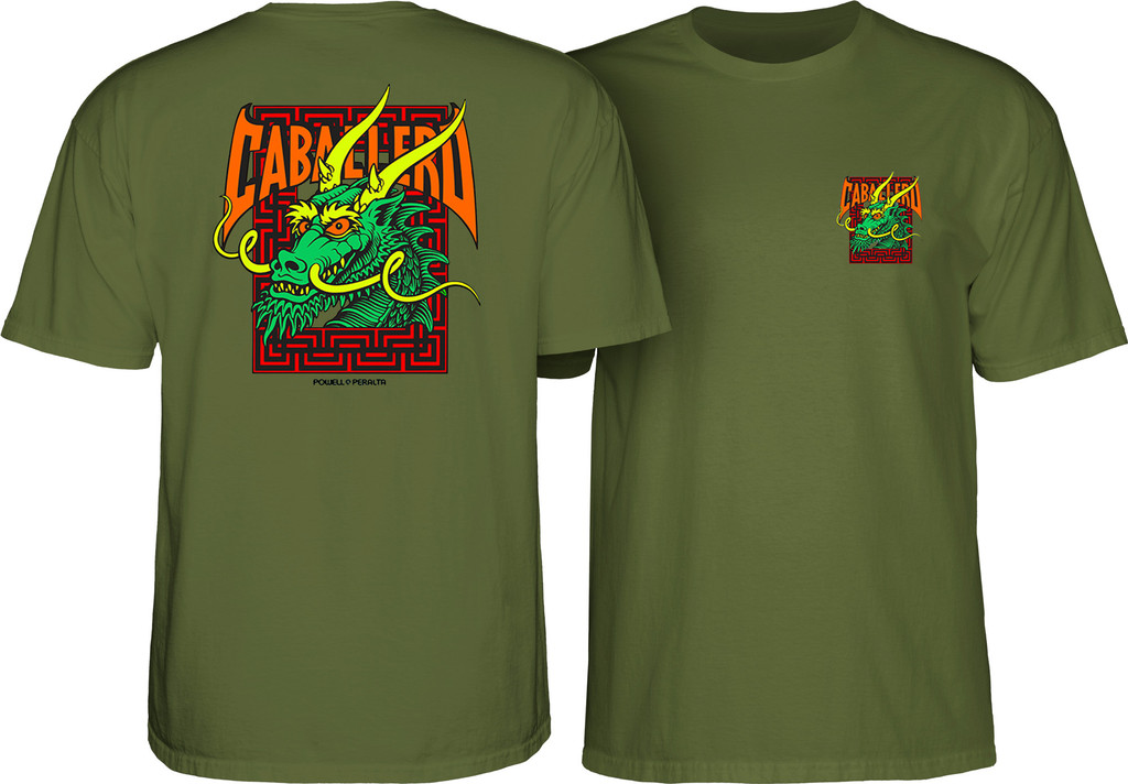 Powell Peralta Old School Caballero Street Dragon T-Shirt (Military Green)