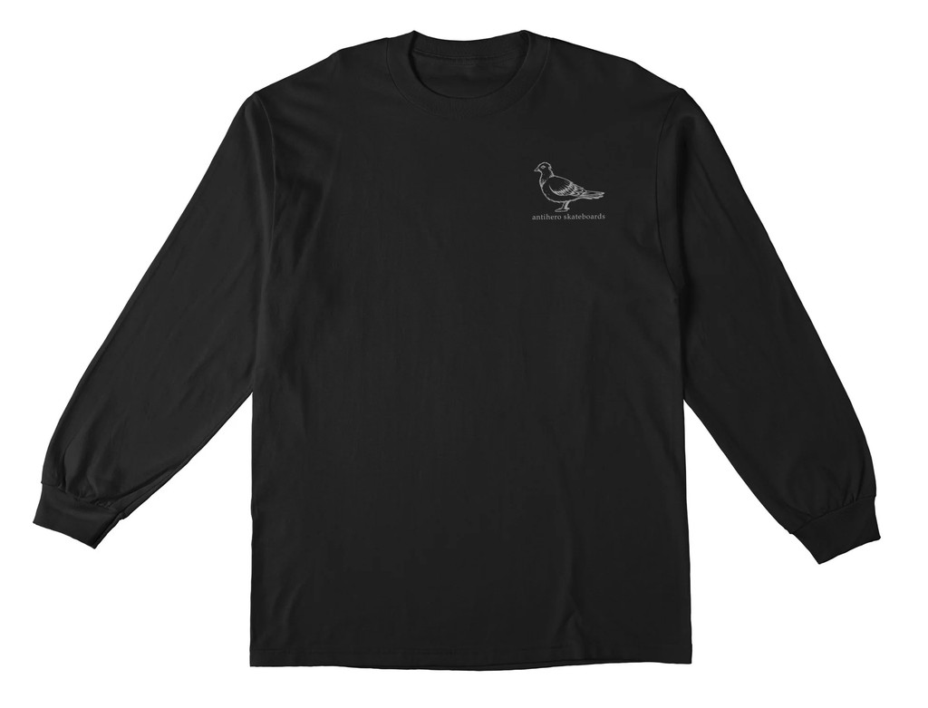 Antihero Lil' Pigeon Embroidered Long Sleeve Shirt (Black)