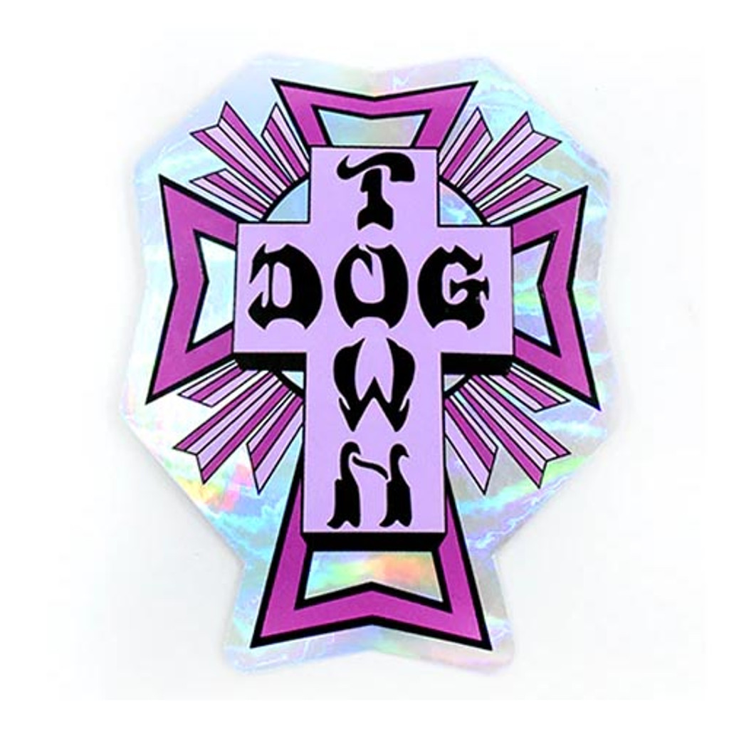 Dogtown Sticker Holographic Cross Logo (Purple)