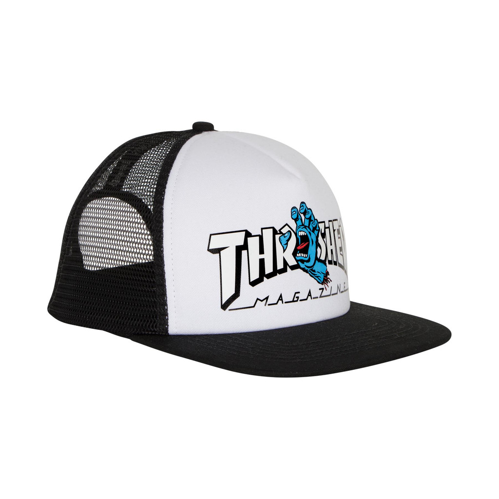 Santa Cruz x Thrasher Screaming Logo Trucker Hat (White/Black)