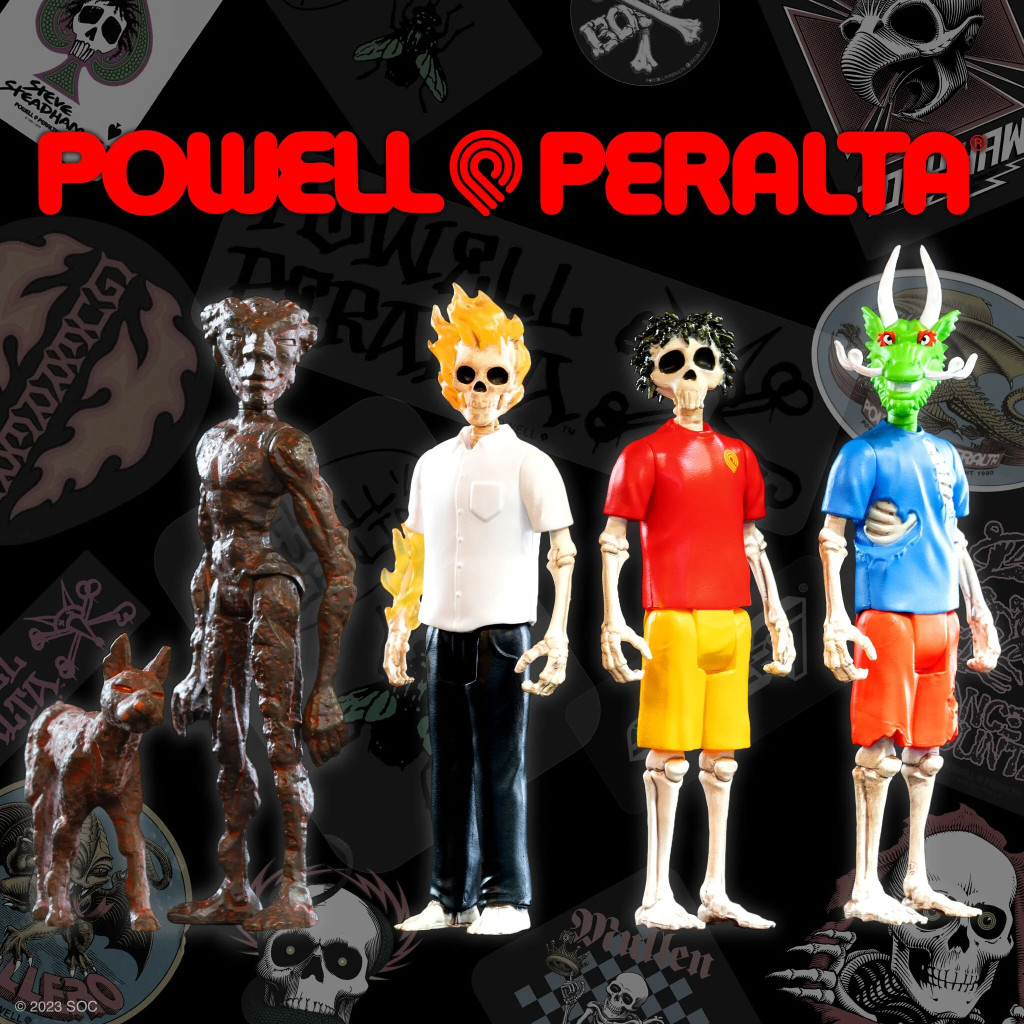 Super7 Powell-Peralta ReAction Wave 3 Lance Mountain (Lava Rock), Steve Steadham (Del Mar), Steve Caballero (Chinese Dragon) & Tommy Guerrero (Flaming Dagger) (4 Figures)