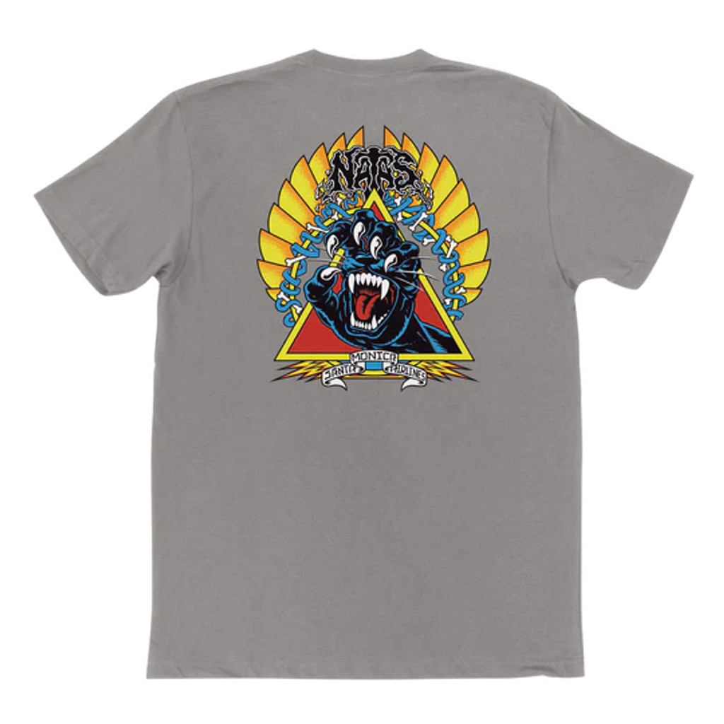 Natas Screaming Panther Mens Santa Cruz T-Shirt (Medium Grey)