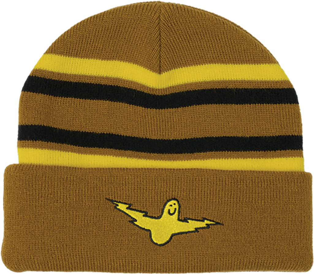 KROOKED BIRD LIGHTENING CUFF BEANIE TAN/YEL/BLK Arylic