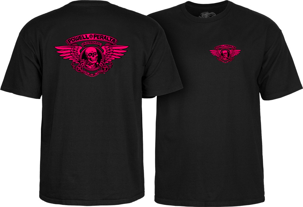 Powell Peralta Winged Ripper T-Shirt (Pink Blacklight Black)