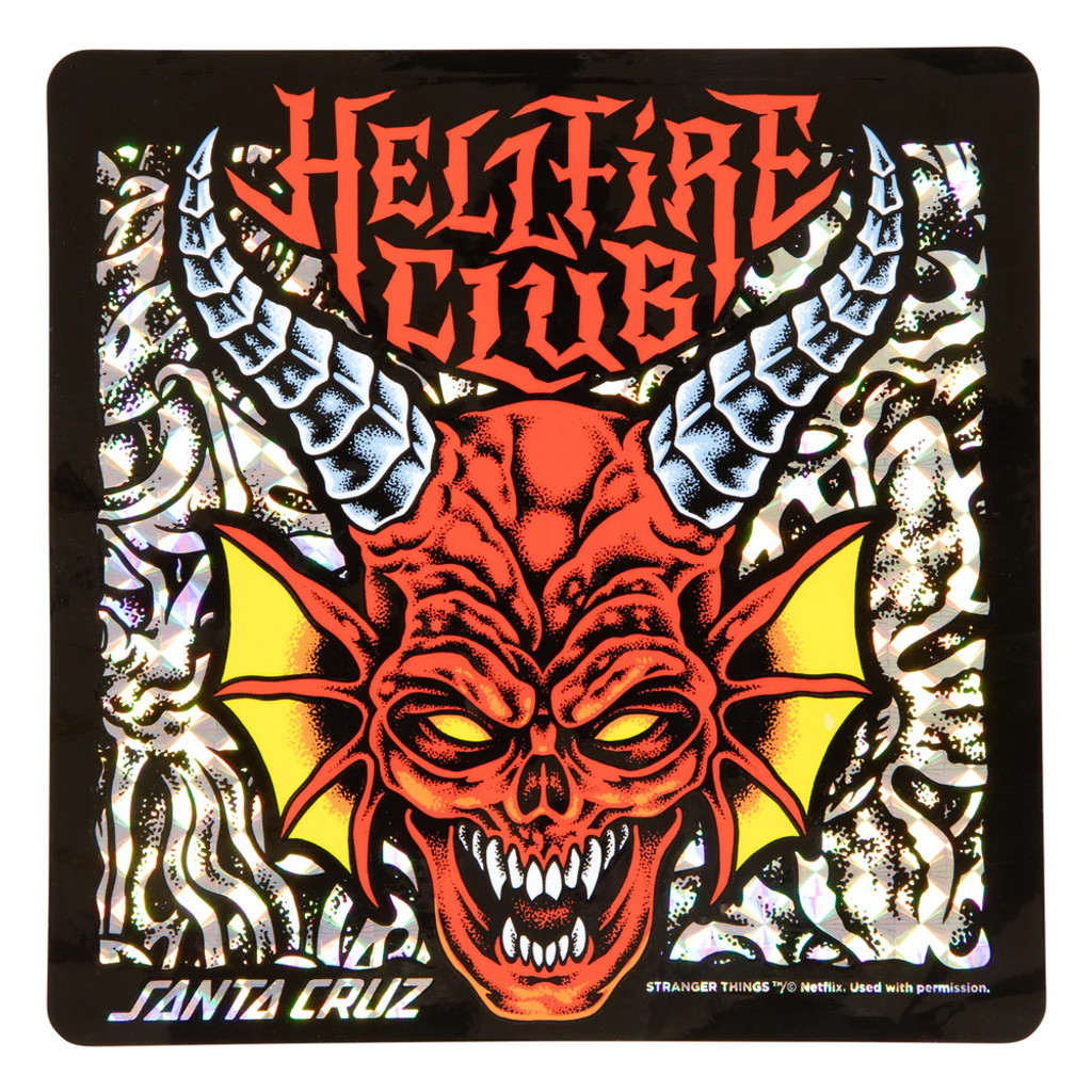 8.25in Stranger Things Hellfire Club Santa Cruz Skateboard Deck
