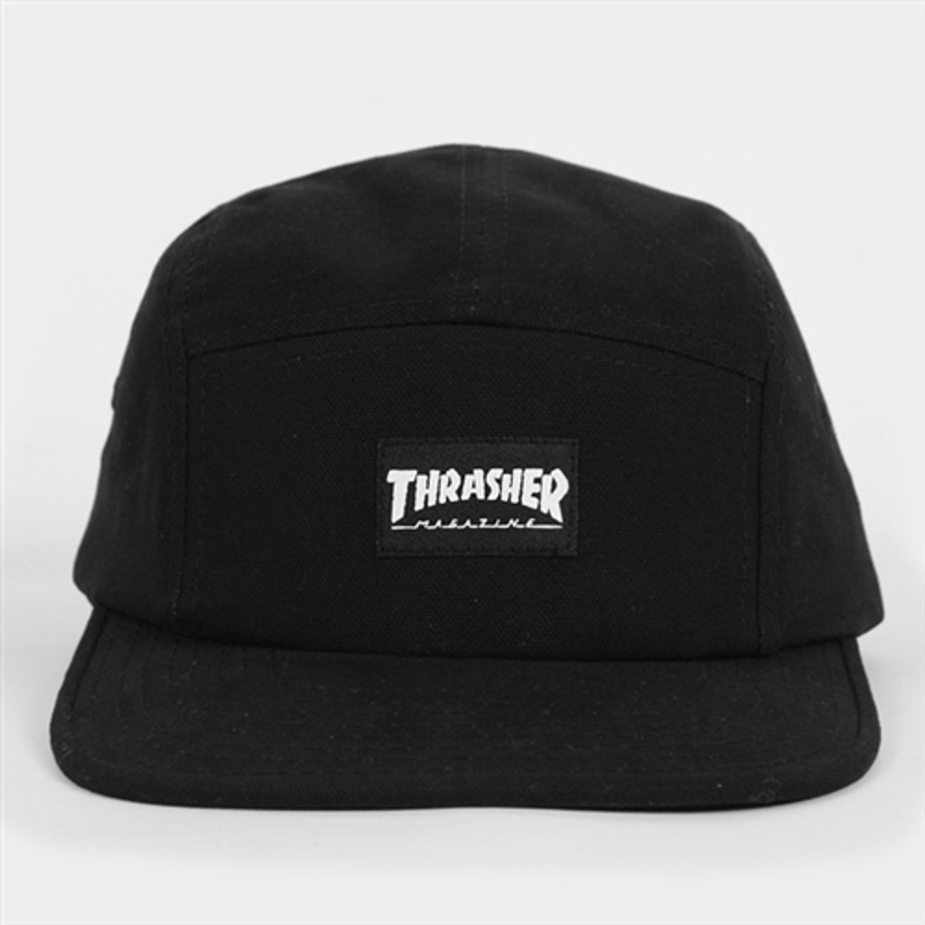 Thrasher 5 Panel Black Snapback Hat