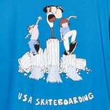 USA Skateboarding x Henry Jones Pillars T-Shirt (Turquoise Blue)