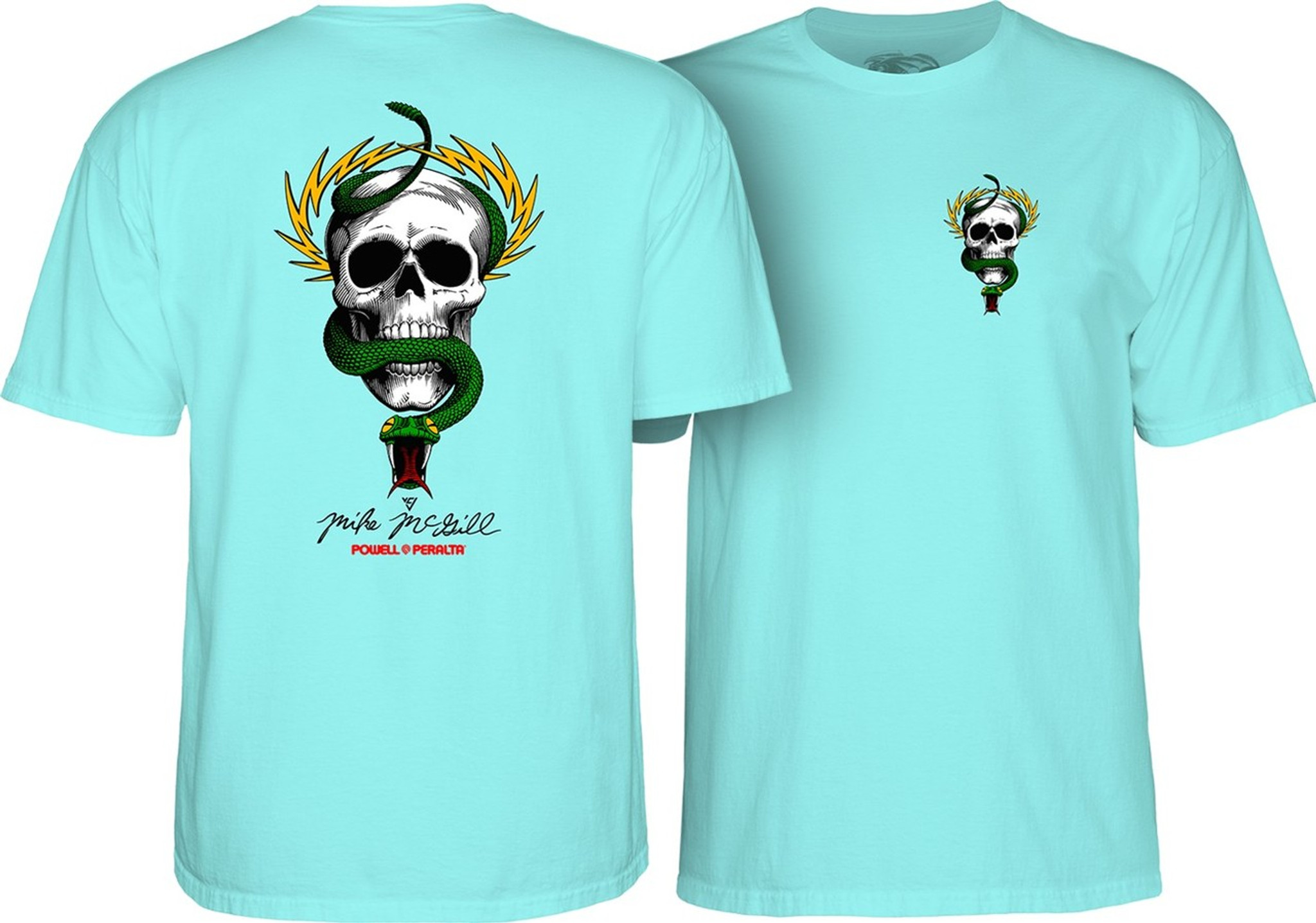 Powell Peralta Old School McGill Skull & Snake T-Shirt (Teal Ice)