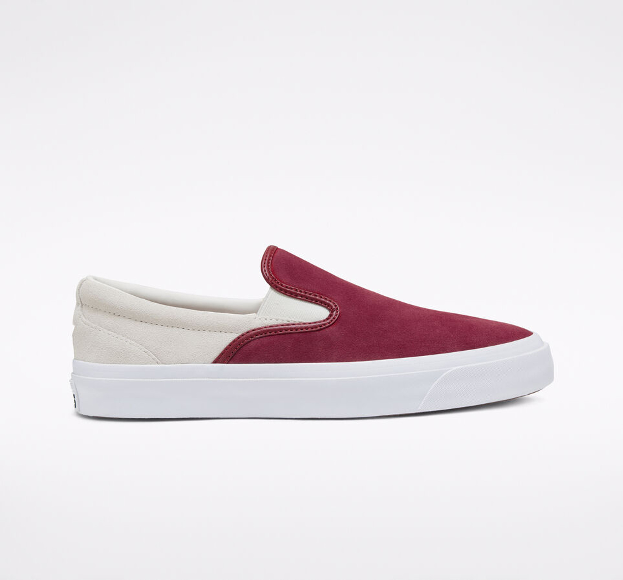 red suede slip on sneaker