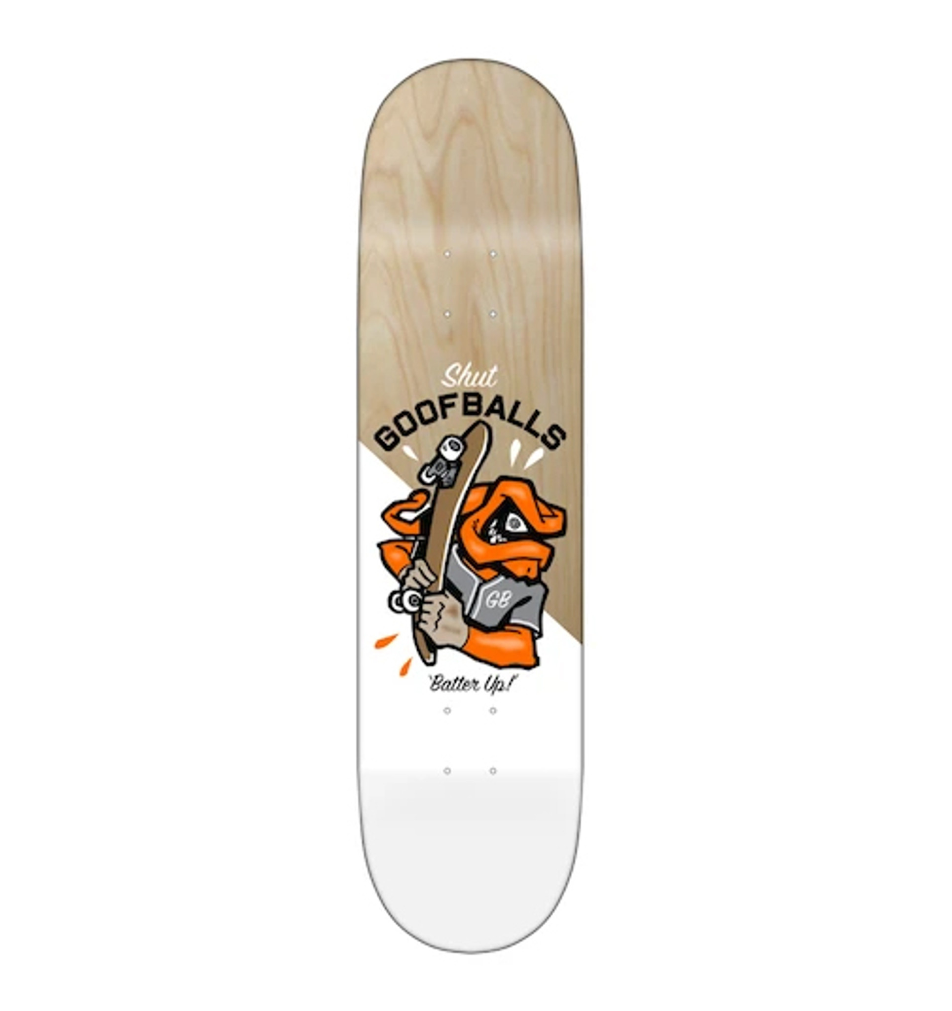 Mus Gemiddeld Herenhuis SHUT Skates Goofballs Team Skateboard Deck 8.25" x 32"