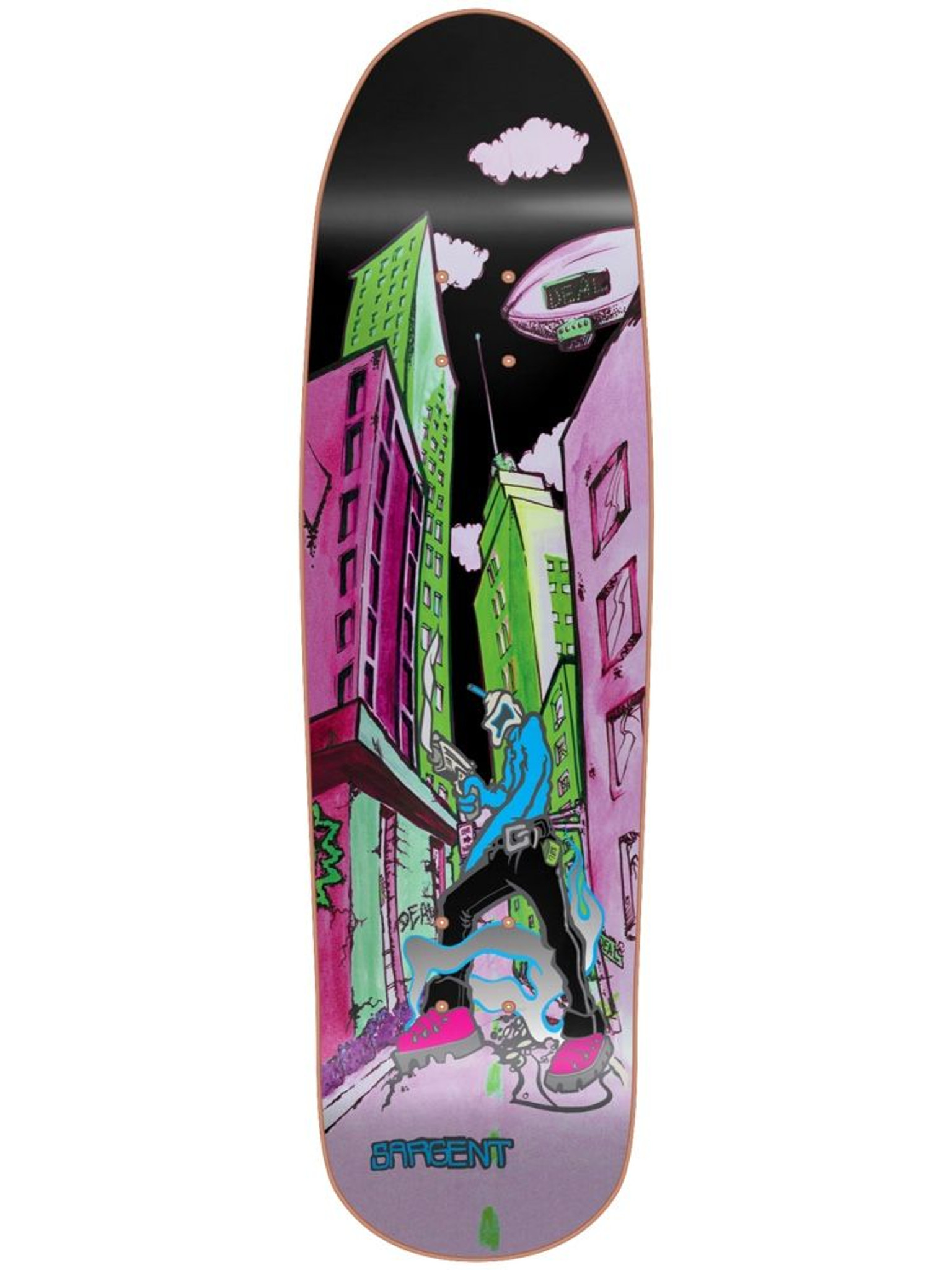 New Deal Sargent Neon Invader SLICK Old School Reissue Deck 9.3