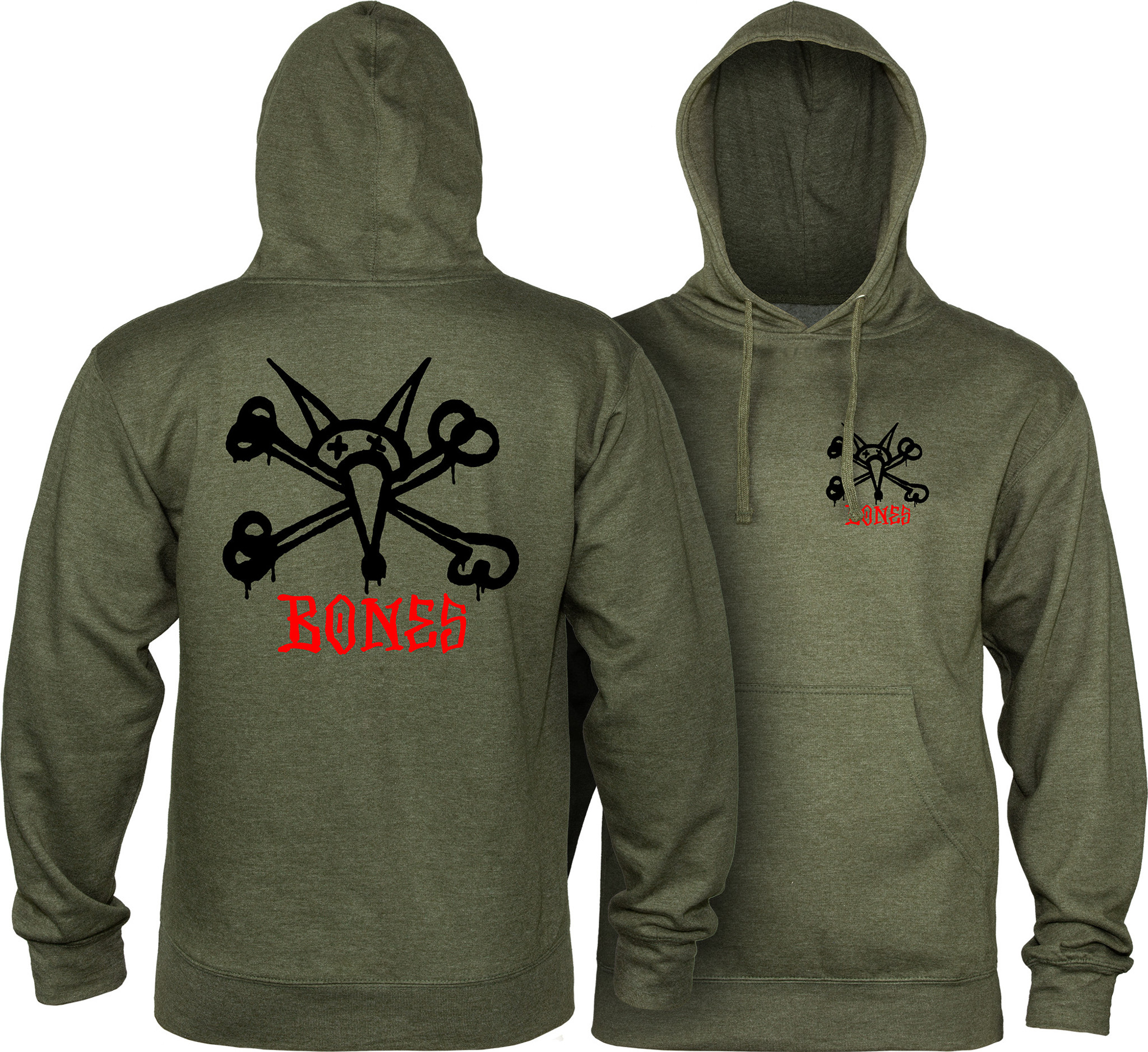 Powell Peralta Old School Rat Bones Hooded Sweatshirt Army Heather