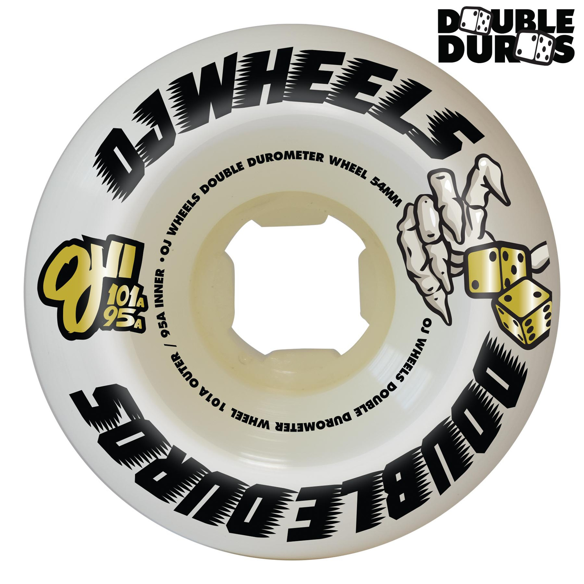 OJ Wheels 54mm Double Duro White Mini Combo 101a/95a Skateboard Wheels