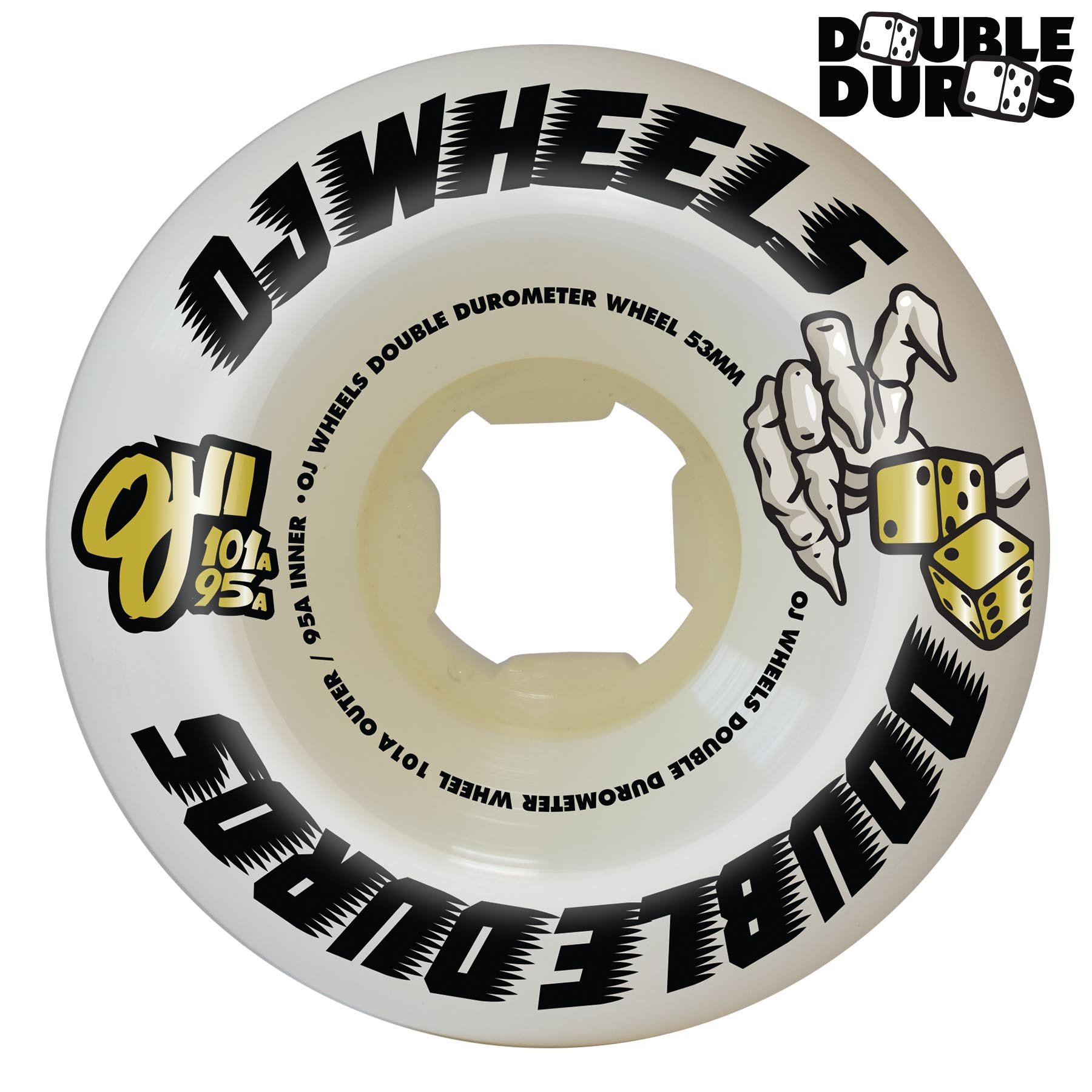 OJ Wheels 54mm Double Duro White Mini Combo 101a/95a Skateboard Wheels