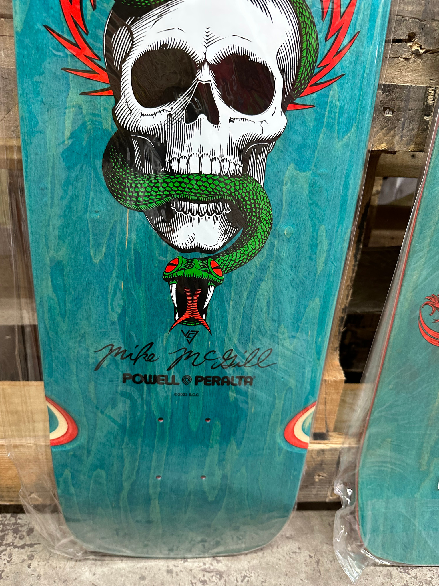 Powell Peralta Mike McGill Skull & Snake Skateboard Deck Teal Stain