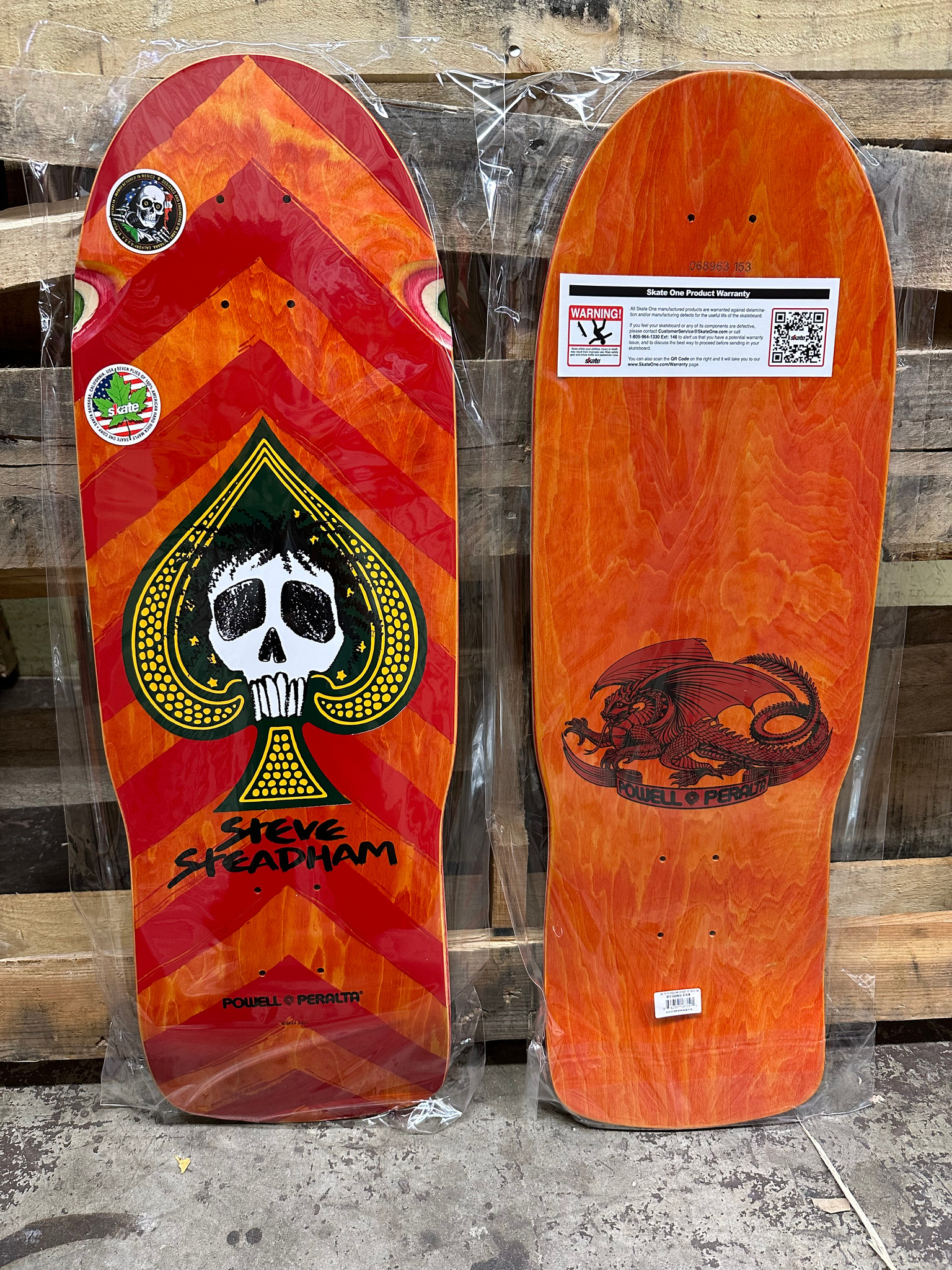 Powell Peralta Steadham Skull & Spade Reissue Deck Orange Stain