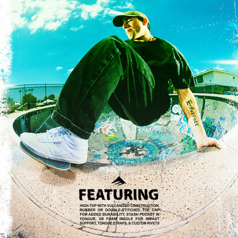 Emerica Hi Pro Model Erick Winkowski Shoes (White) FREE USA SHIPPING - Main Image