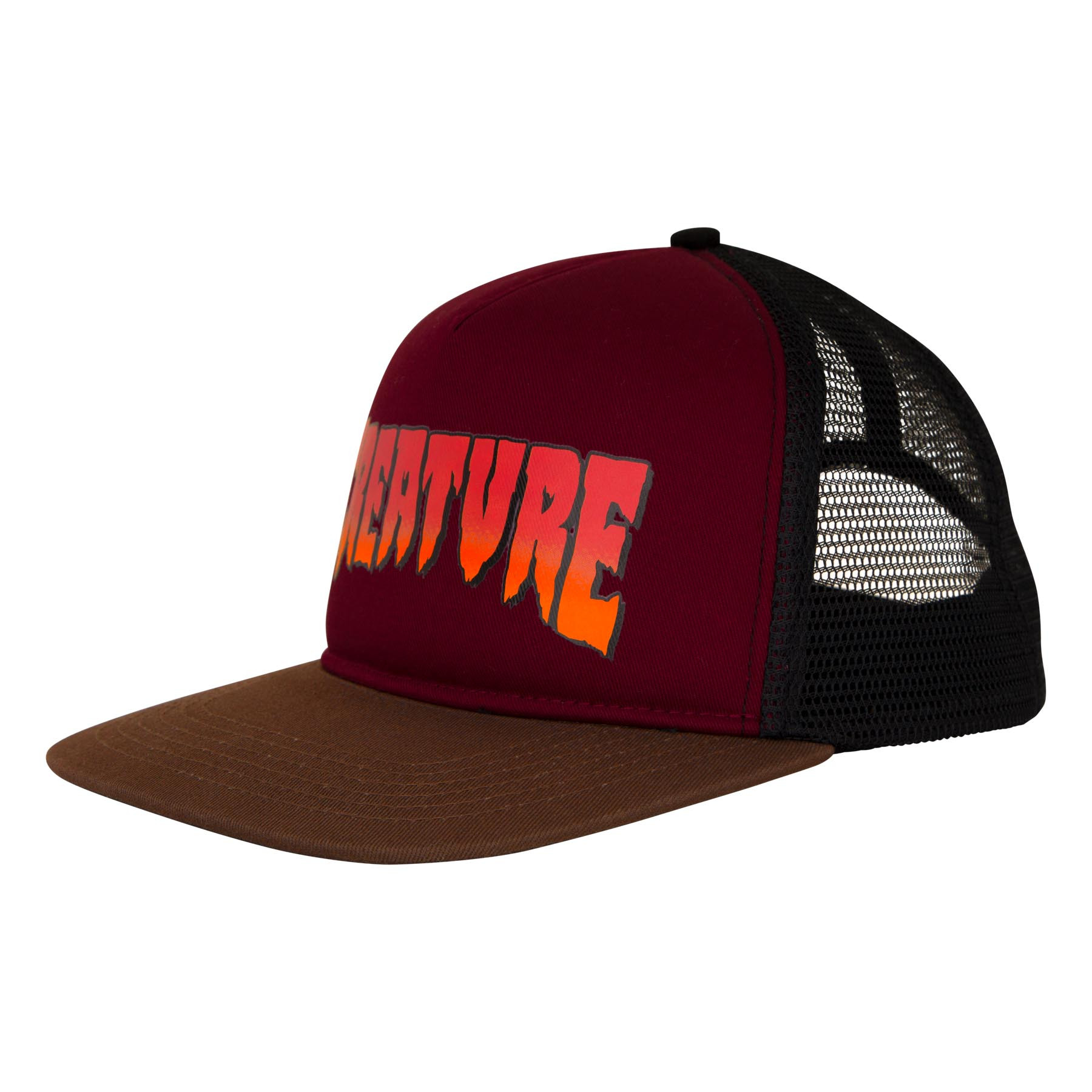Creature Logo Mesh Trucker Structured Hat (Burg/Grey)