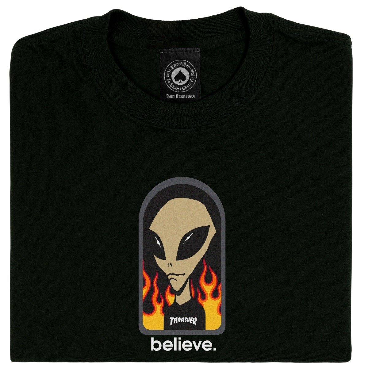 【THRASHER】 THRASHER X AWS - BELIEVE T-SHIRT [BLACK] Thrasher AWS Believe T-Shirt Alien Workshop Black