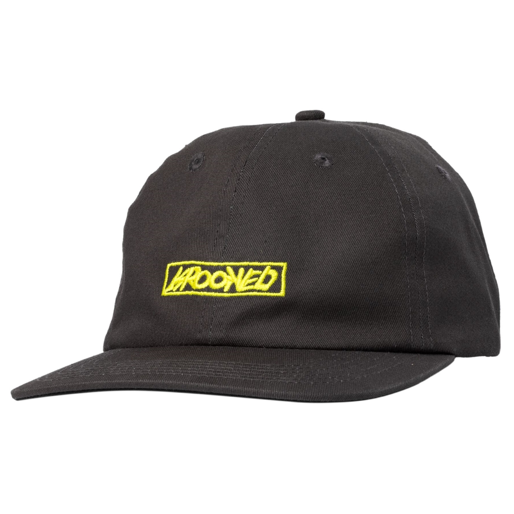 【 KROOKED 】STYLE KR CAP - CHARCOAL Krooked Moonsmile Script Strapback Hat - Charcoal/Yellow
