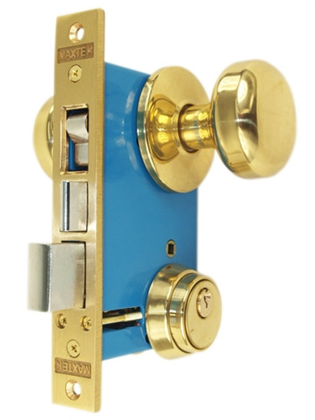 Mortise Lock with Solid Brass Faceplate - 2 1/4 Backset in Antique-by-Hand