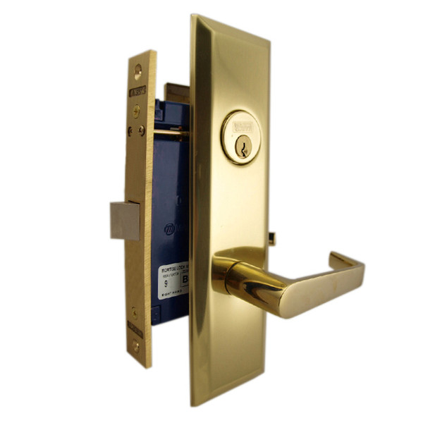 Marks 116DW/3 Polished Brass Right Hand Vestibule Lever Heavy Duty Thru-Bolted Mortise Lockset