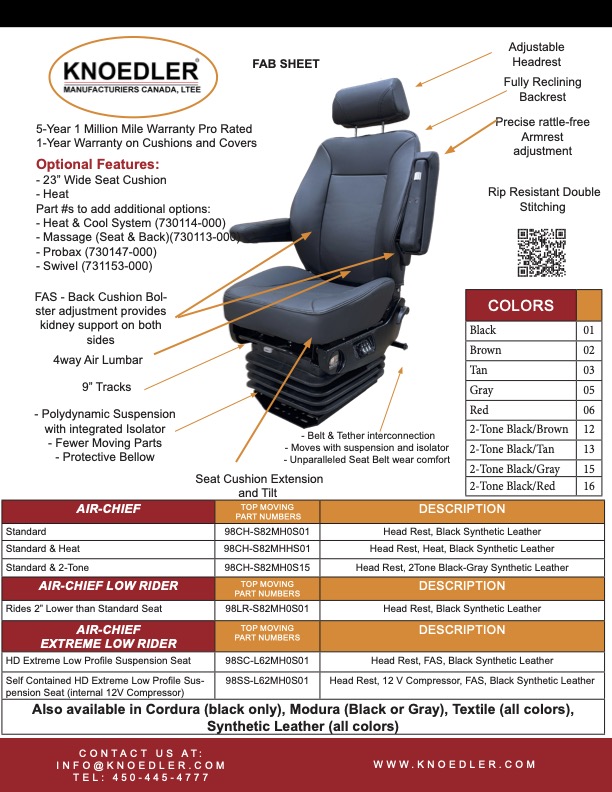 Knoedler Low Rider Low Base Mid-Back Seat With Air Suspension