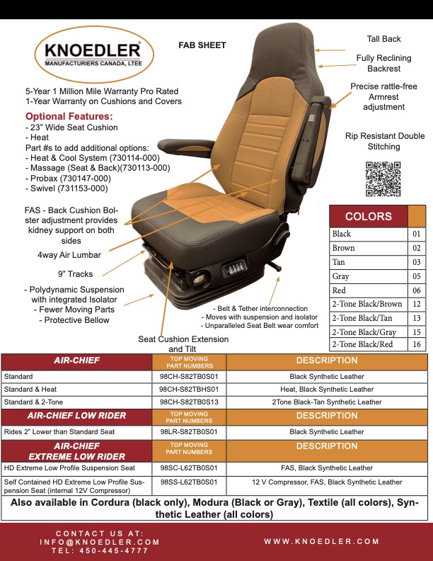 Knoedler Low Rider Low Base Mid-Back Seat With Air Suspension