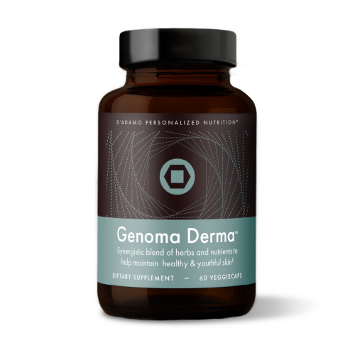D'Adamo Personalized Nutrition Genoma Derma (60 Vegetarian Capsules). Bottle.