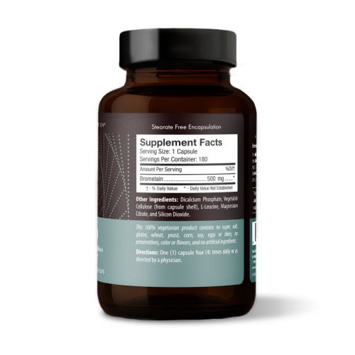 D'Adamo Personalized Nutrition Bromelain (180 Vegetarian Capsules). Label. Ingredients.