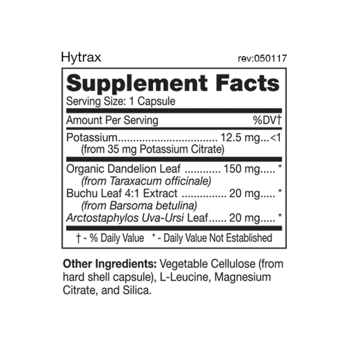 D'Adamo Personalized Nutrition Hytrax (60 Vegetarian Capsules). Label. Ingredients.