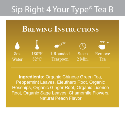 Sip Right 4 Your Type Tea for Blood Type B (113g) - Label