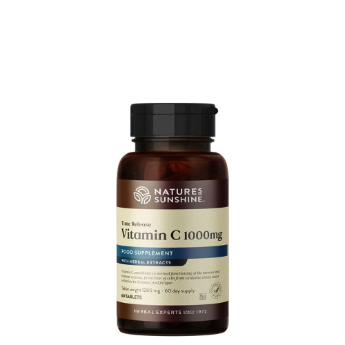 Nature's Sunshine Products Vitamin C 1000mg Timed Release (60 Vegetarian Tablets). Bottle.