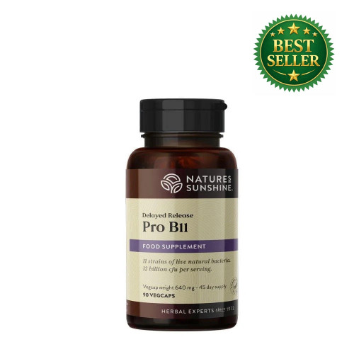 Nature's Sunshine Pro B11 Probiotics (90 Vegan Capsules). Bottle. Best-seller.