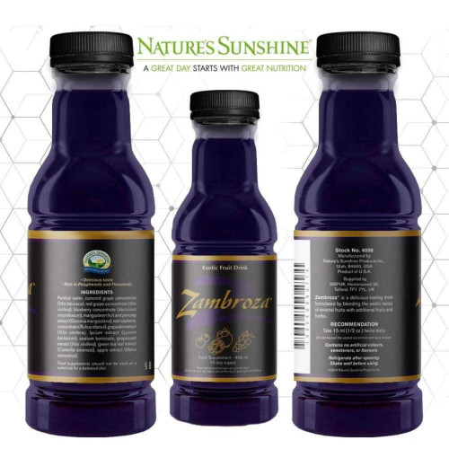 Nature's Sunshine -Zambroza (458ml). Label. Ingredients.