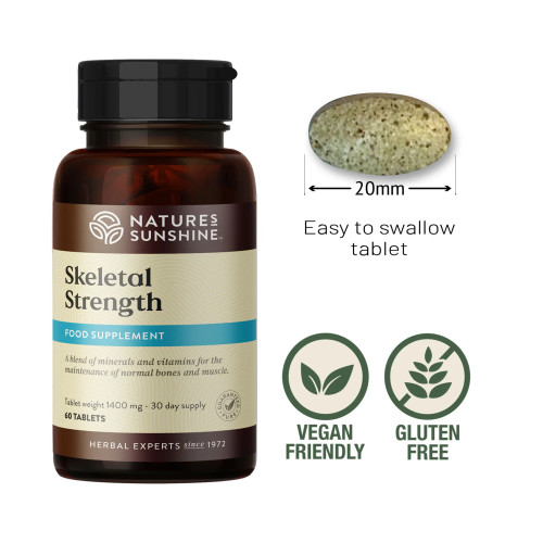 Nature's Sunshine Products Skeletal Strength (60 Vegan Tablets). Vegetarian. Vegan. Gluten Free.