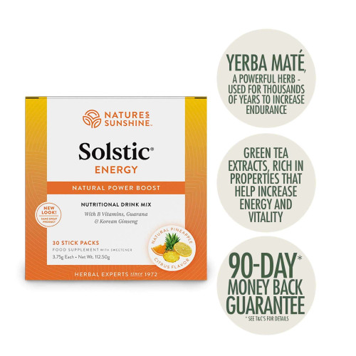 Nature's Sunshine Solstic Energy (30 Vegan Sachets). 90-Day Money Back Guarantee.