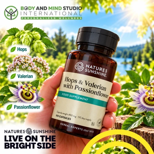 Nature's Sunshine Products Hops & Valerian with Passion Flower (100 Capsules). Live on The Bright Side.