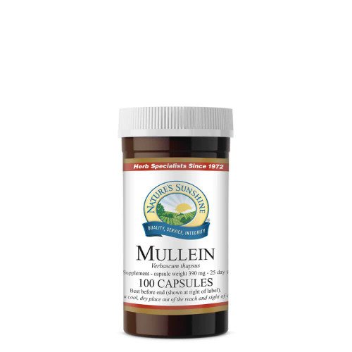 Nature's Sunshine Products Mullein (100 Capsules). Bottle.