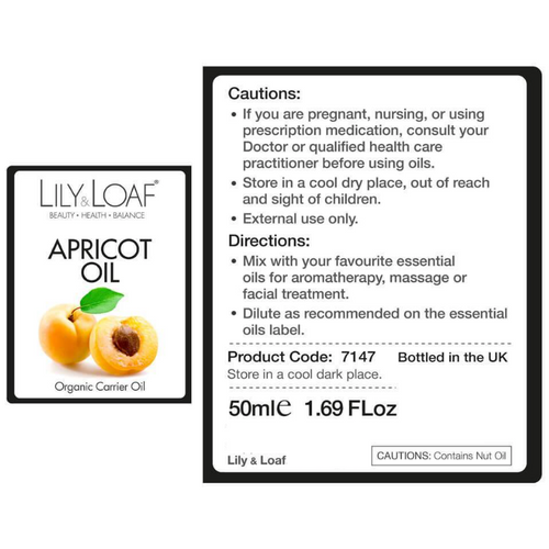 Lily & Loaf - Organic Carrier Oil - Apricot Oil (50ml) - Label