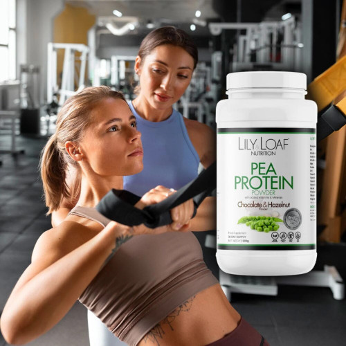 Lily & Loaf Nutrition Chocolate & Hazelnut Flavour Vegan Pea Protein Powder (900g). Tub.