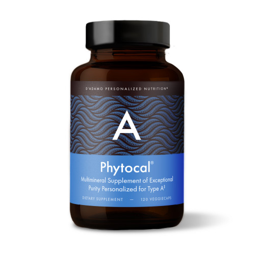 D'Adamo Personalized Nutrition Phytocal A Multi-mineral for Blood Type A Individuals (120 Vegetarian Capsules). Bottle.