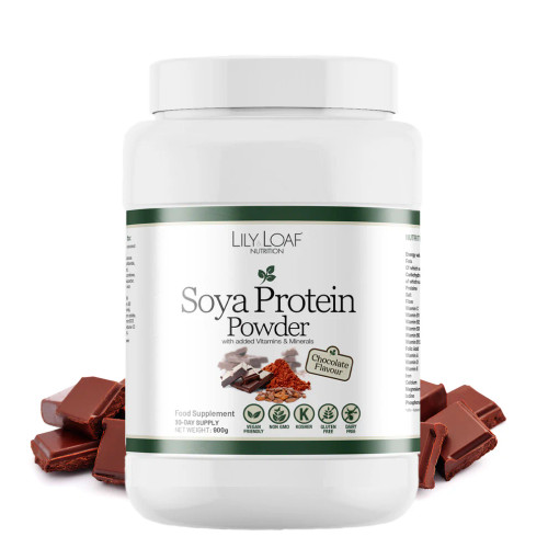 Lily & Loaf Chocolate Flavour Vegan Soya Protein Powder with Vitamins & Minerals (900g) Tub.