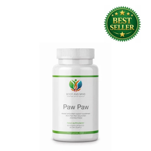 Body and Mind Genoma Nutritionals™ Paw Paw (90 Vegan Capsules). Bottle.