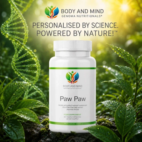 Body and Mind Genoma Nutritionals™ Paw Paw (90 Vegan Capsules). PERSONALISED BY SCIENCE. POWERED BY NATURE!™