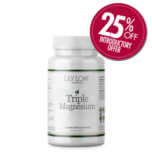 Lily and Loaf Triple Magnesium (120 Vegan Tablets). 25% Off Introductory Offer.