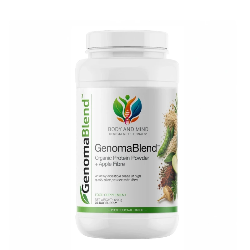 Genoma Nutritionals® GenomaBlend™ Organic Protein Powder + Apple Fibre (1200g). Tub.