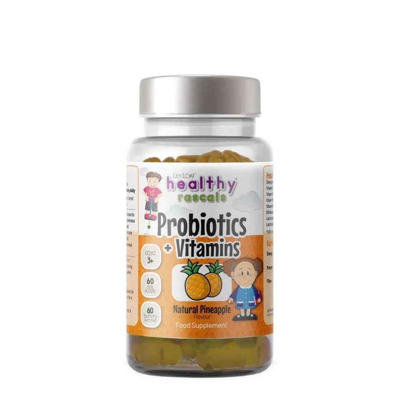 Healthy Rascals Children's Probiotic + Vitamins (60 Vegan Gummies) Bottle.